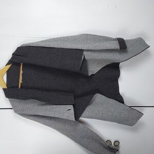 Chiaramente Italy Womens Black/ Gray Wool 1 Button Warm Neutral Cardigan Sz.L